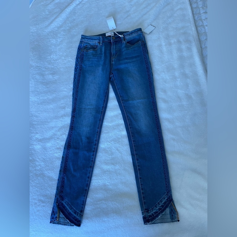 DRIFTWOOD Jackie High Rise Embroidered Straight Leg Jeans